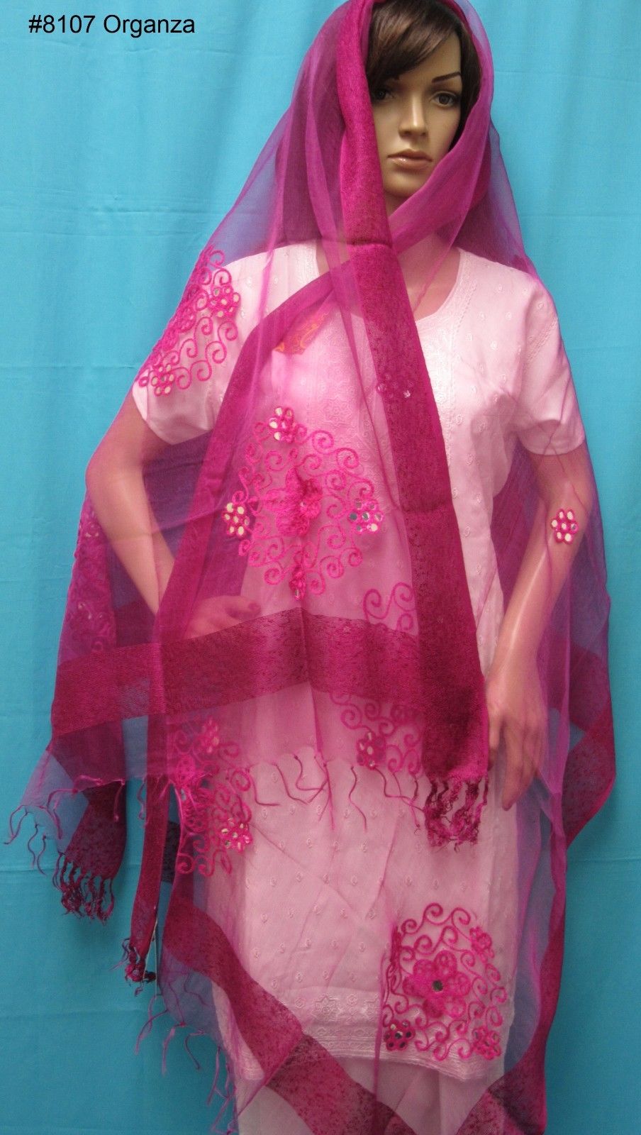 Mahi Luxury Navy Organza Embroidered Dupatta/Chunni main image 0